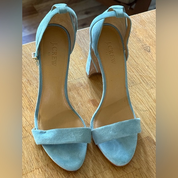 J. Crew Light Blue Suede Heels - Picture 1 of 5
